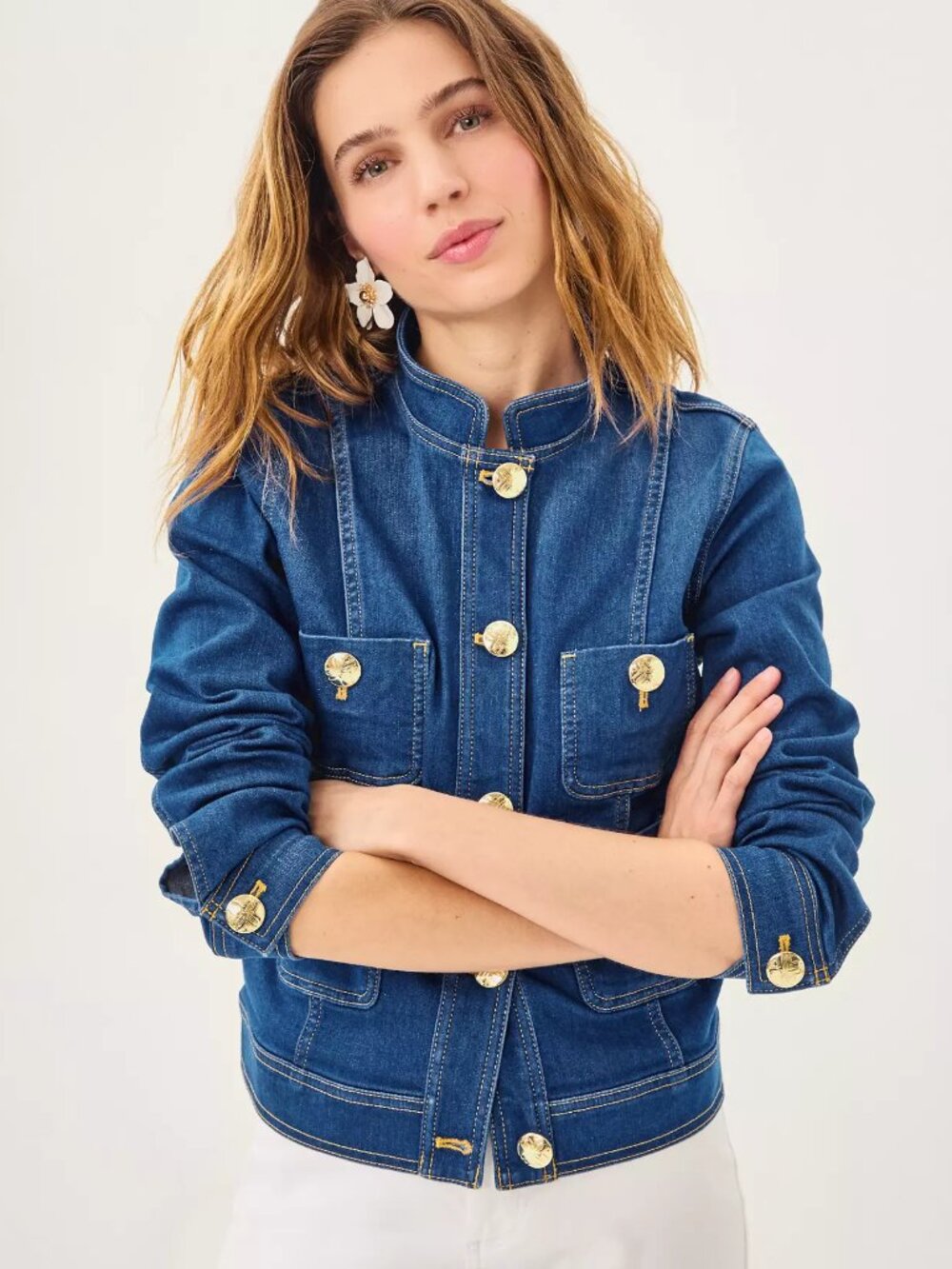 NWOT Lilly Pulitzer Shepa Denim Jacket, Medium Blue Wash, Size Small